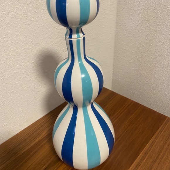 Jonathan Adler decanter vase  Blue turquoise stripe - Picture 2 of 9